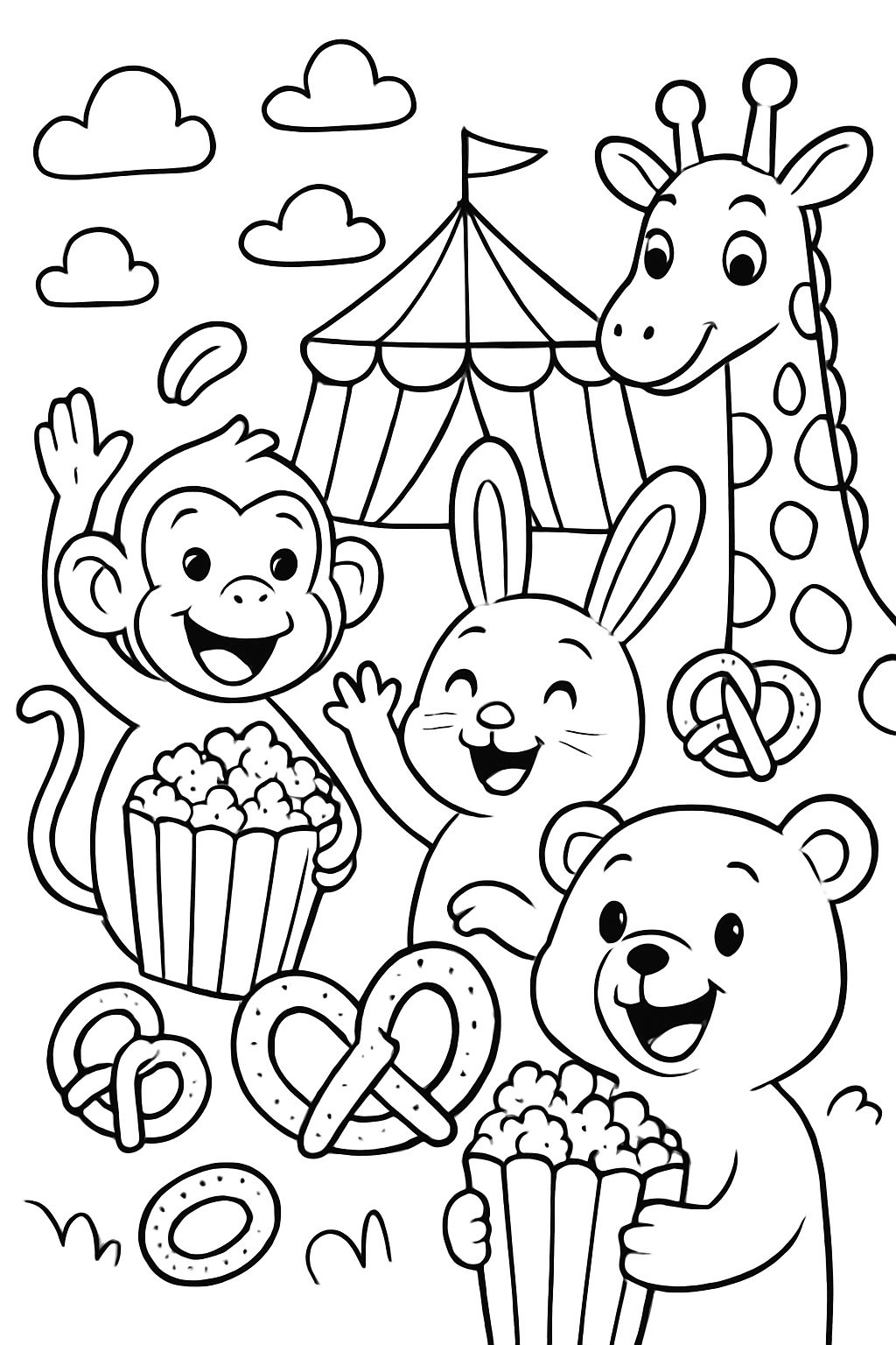 animals, popcorn, pretzels and fun