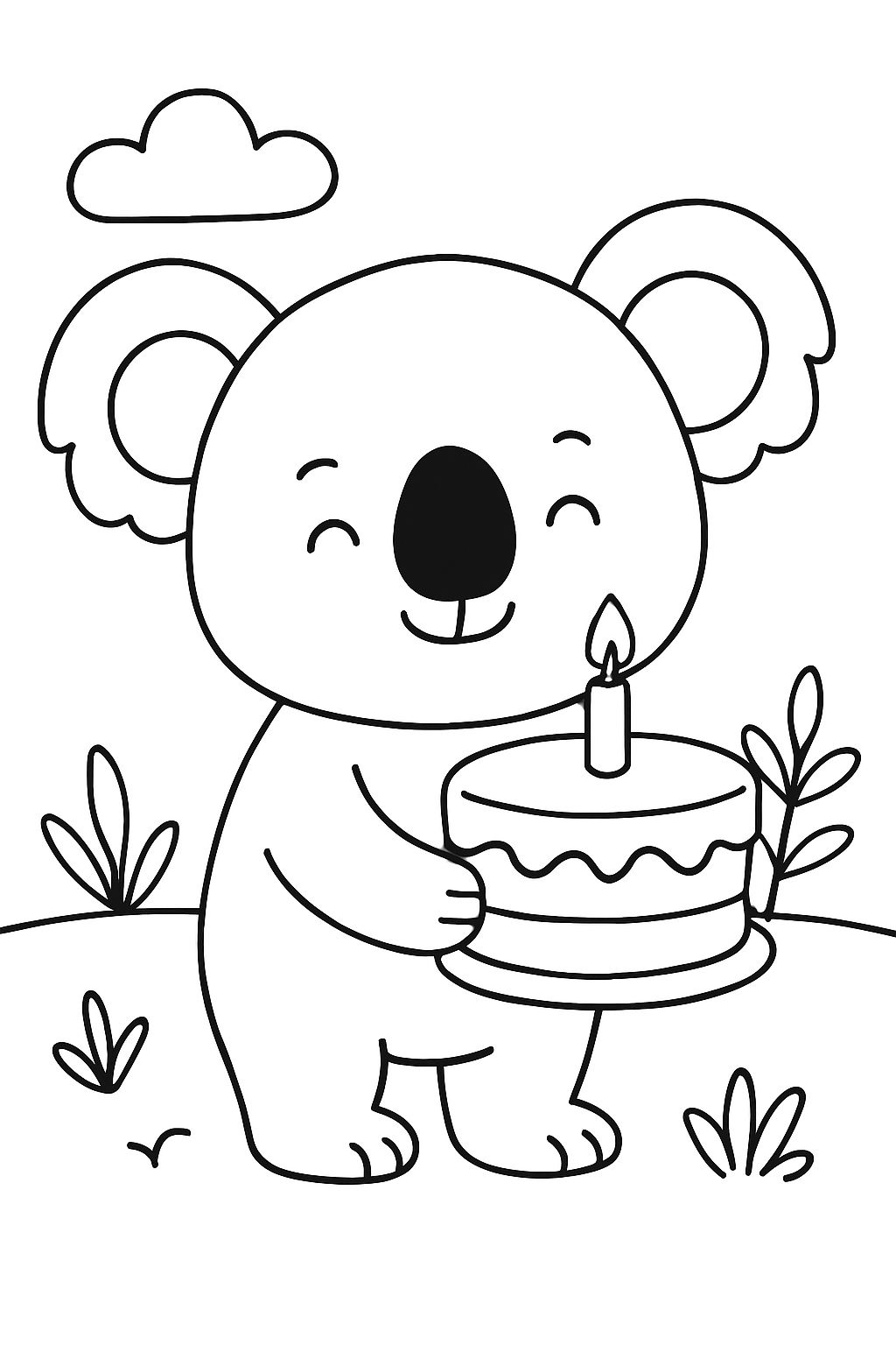 koala avec gâteau