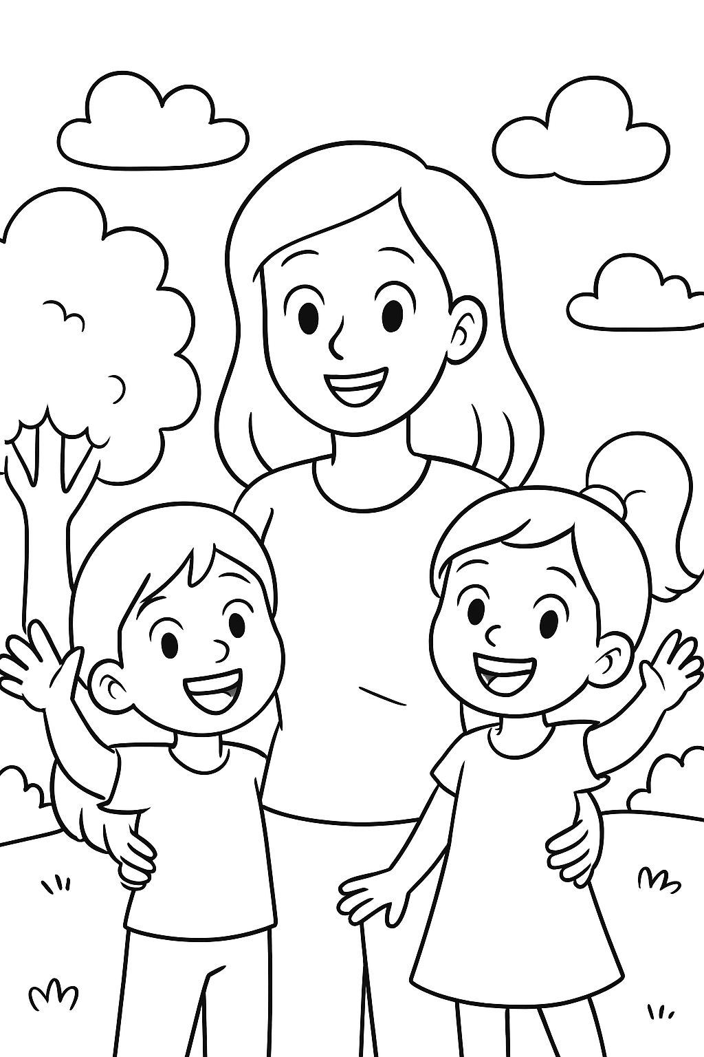 deux filles avec leur maman