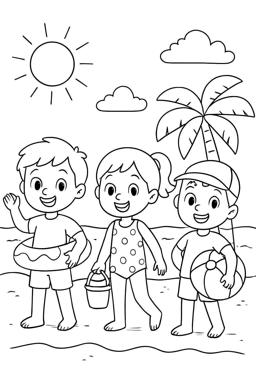 Three friends at the beach