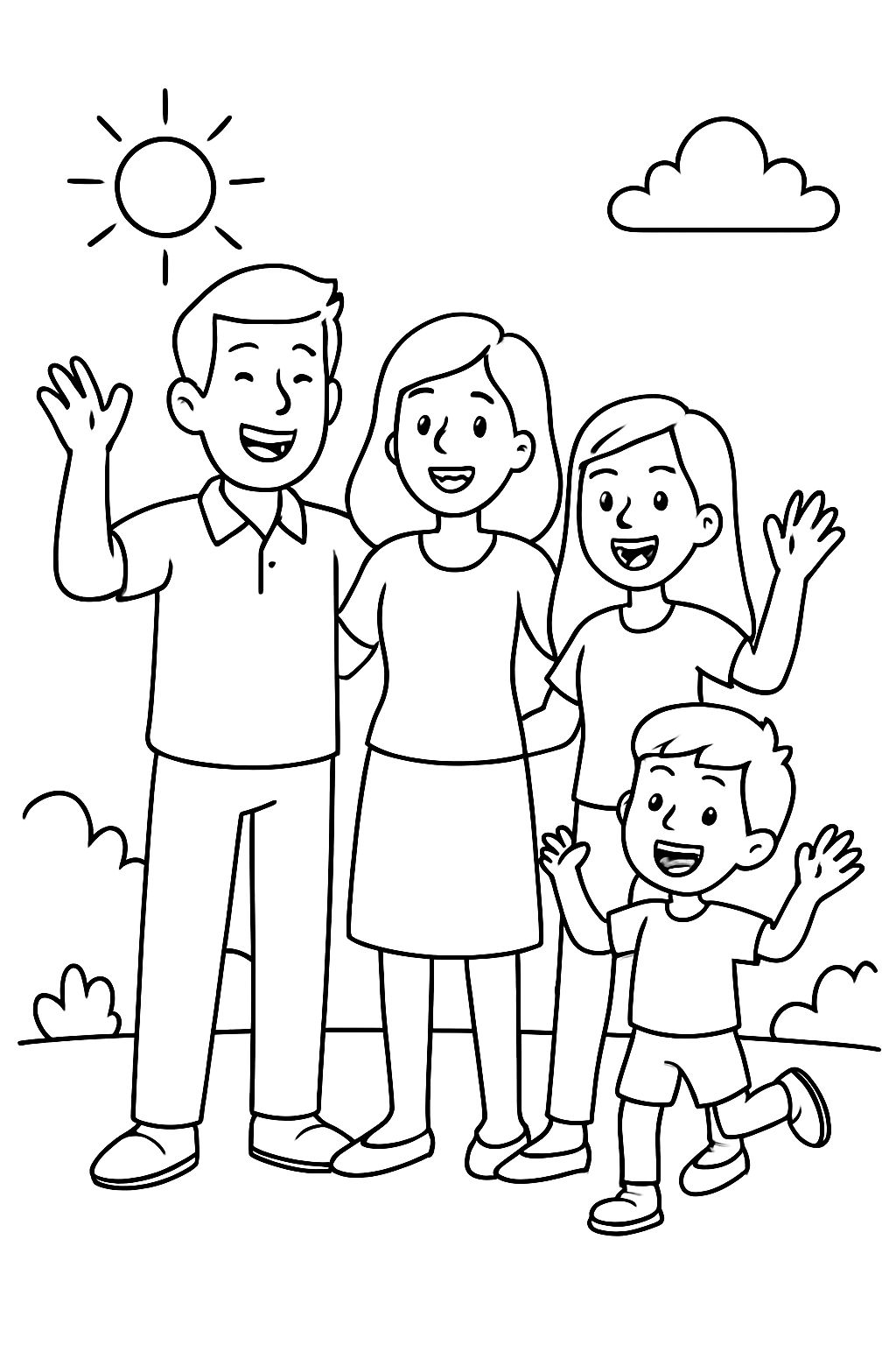 Une famille composée de papa, maman, d'une fille adolescente et d'un garçon de 6 ans