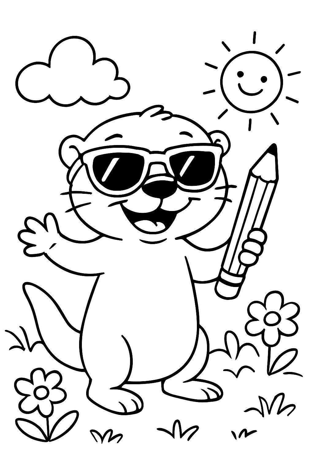 loutre avec un stylo et des lunettes de soleil loutre avec un stylo et des lunettes de soleil