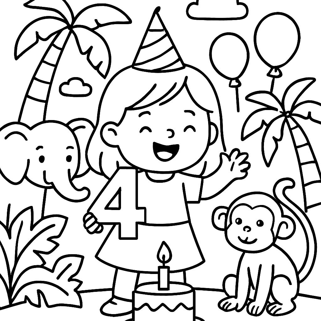 Fête d'anniversaire dans la jungle pour une fille de 4 ans Fête d'anniversaire dans la jungle pour une fille de 4 ans