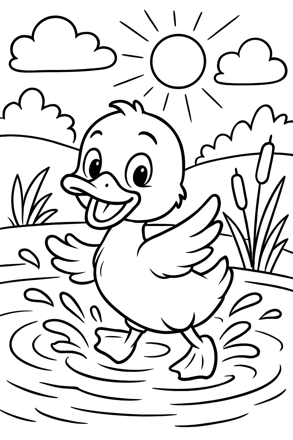 patito en el lago