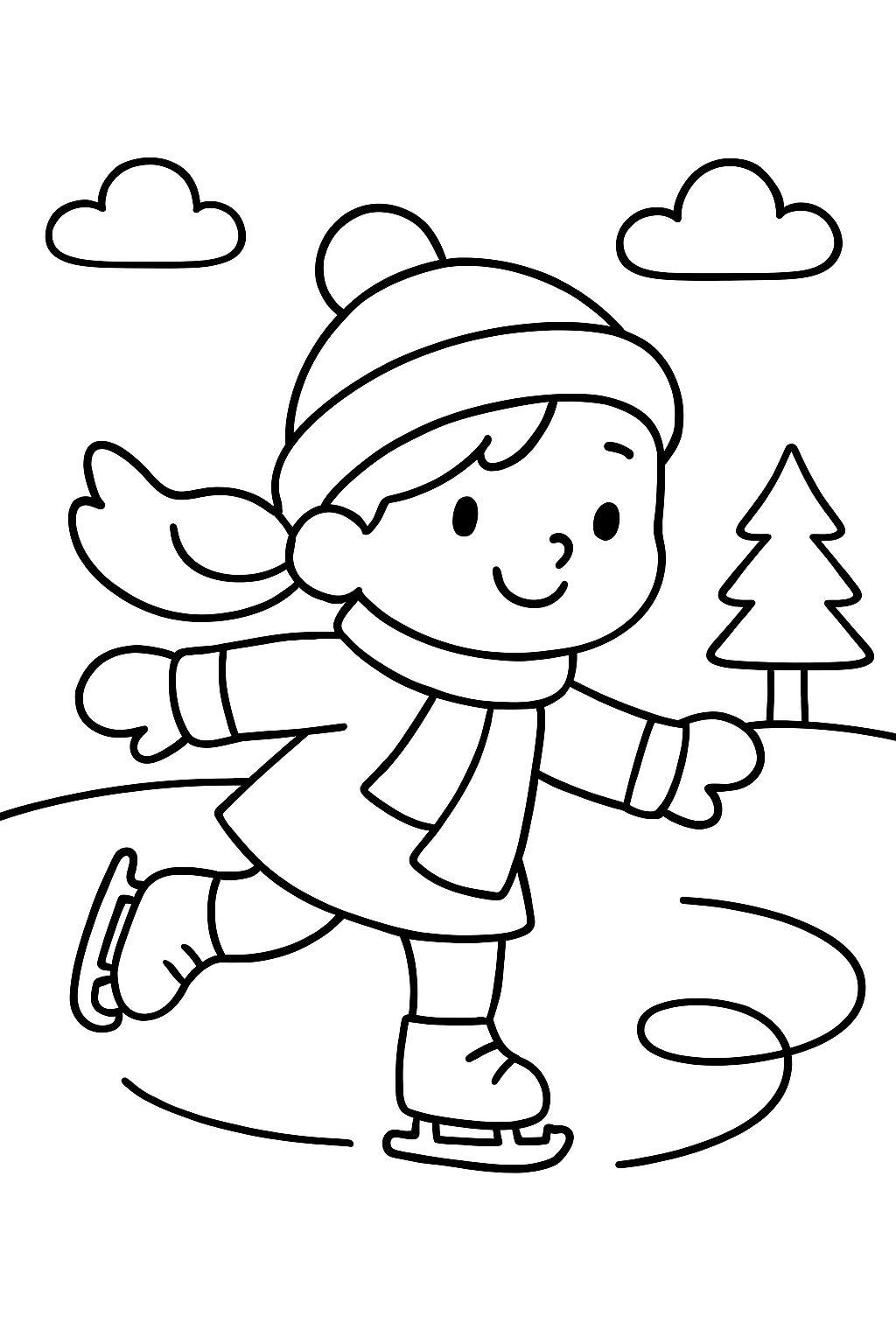 Menina patinando no gelo