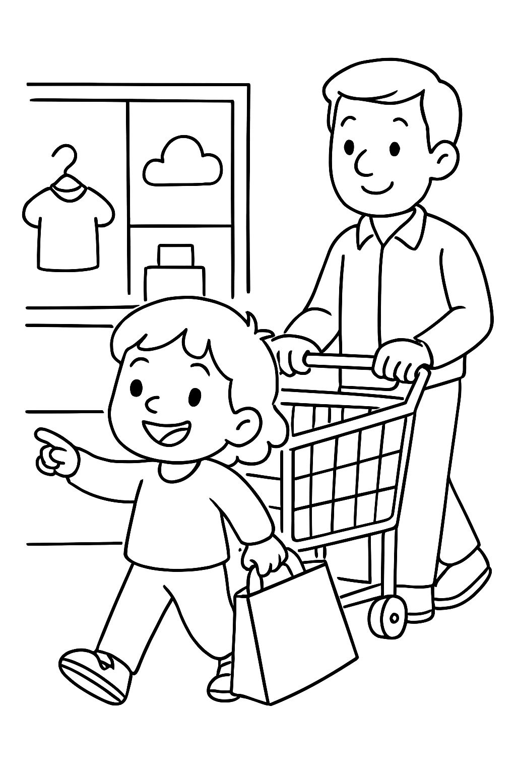 como vou às compras com pai.