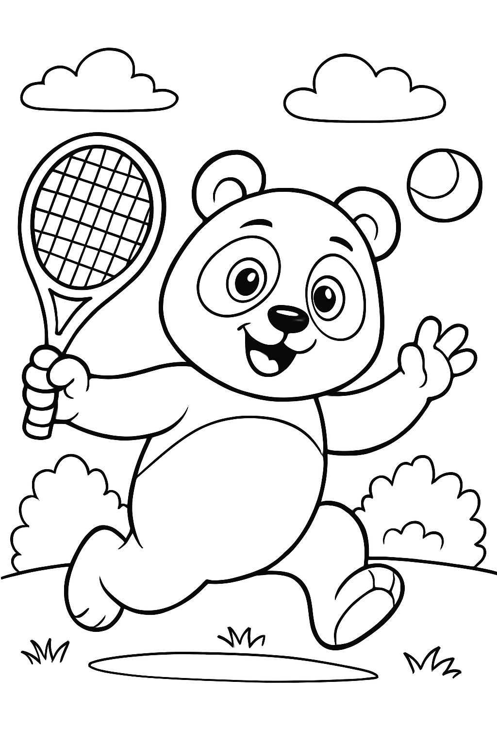 Panda playing tennis