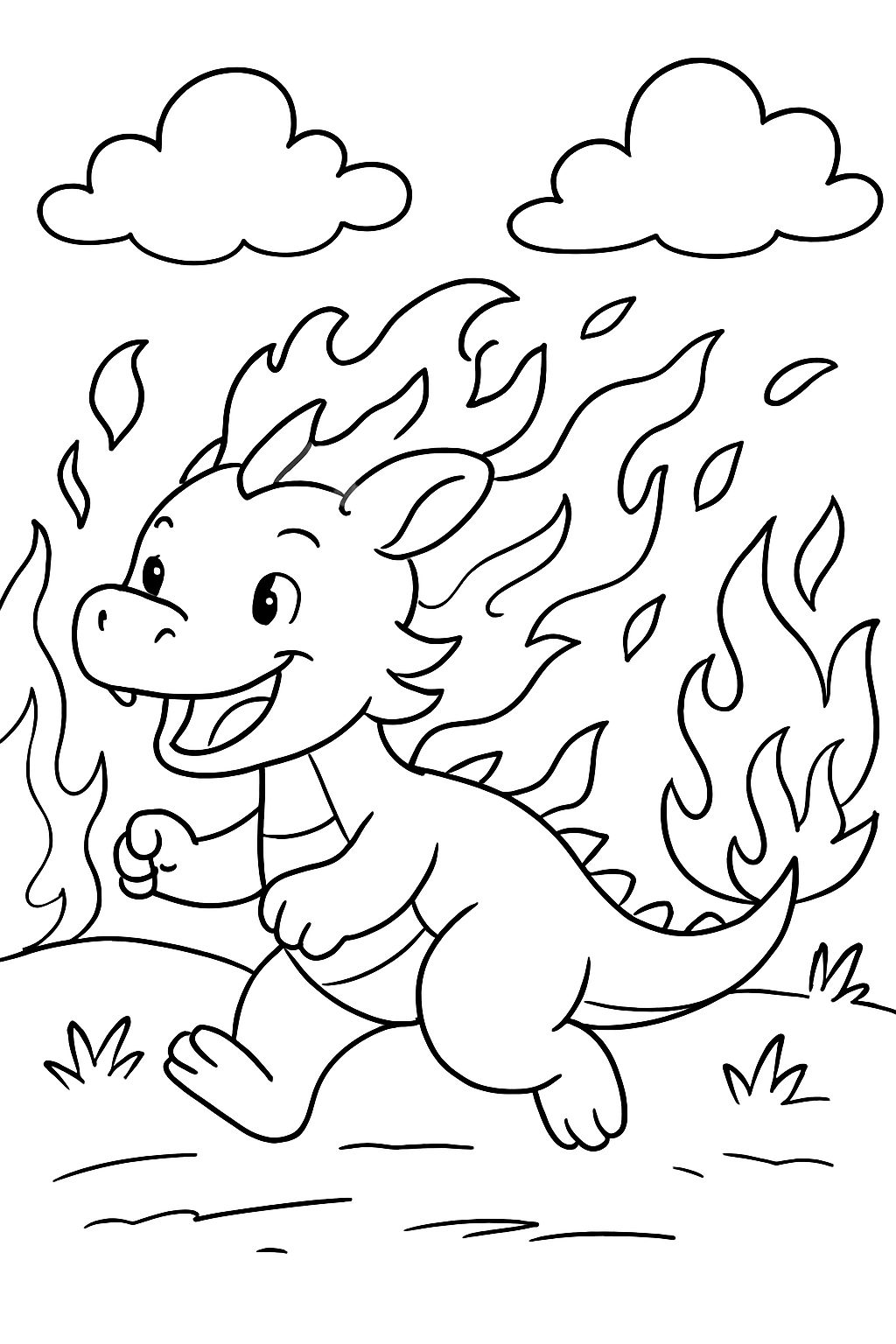 A mythical creature running or a fire.