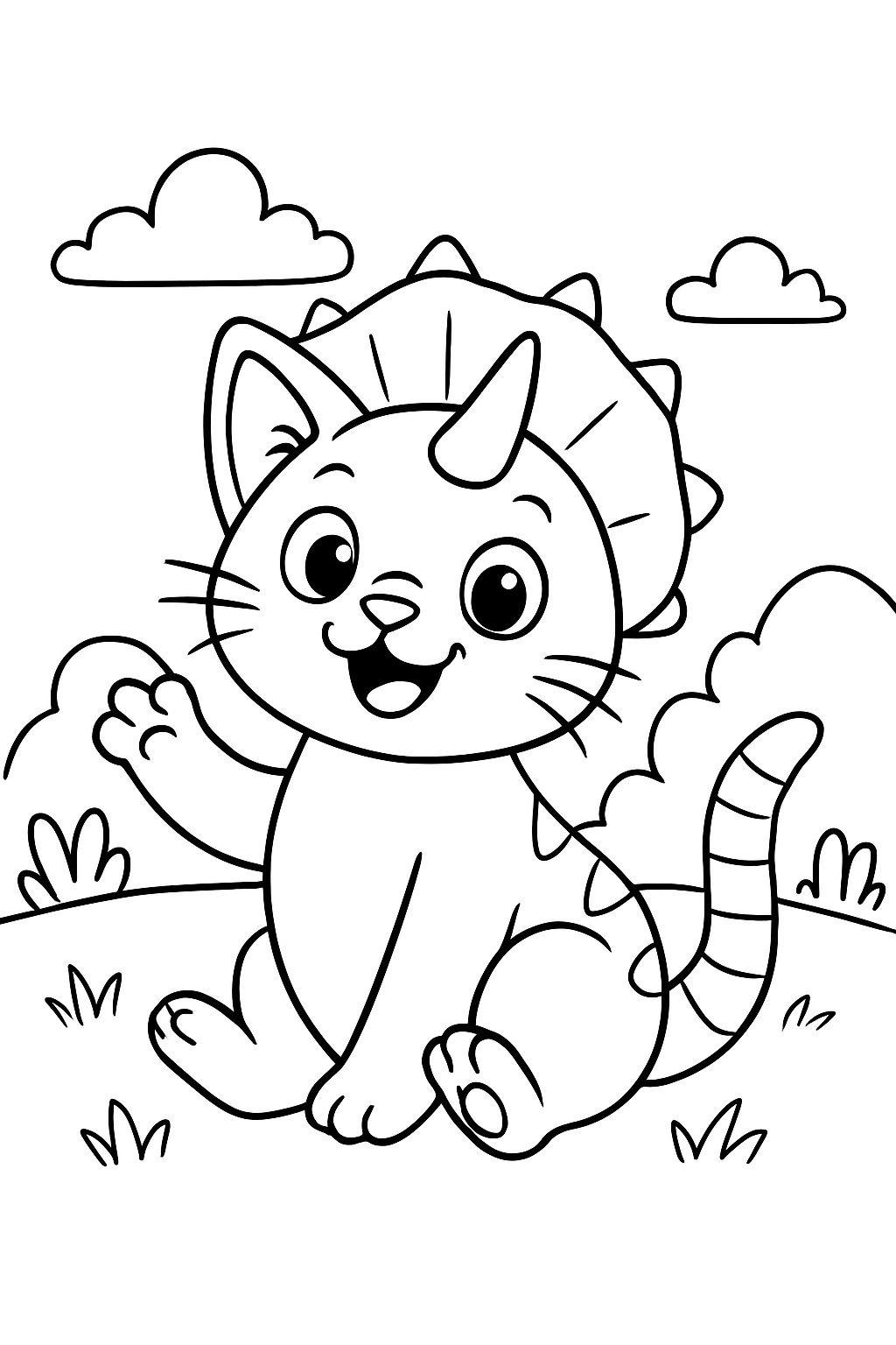 A mix of a cat and a triceratops