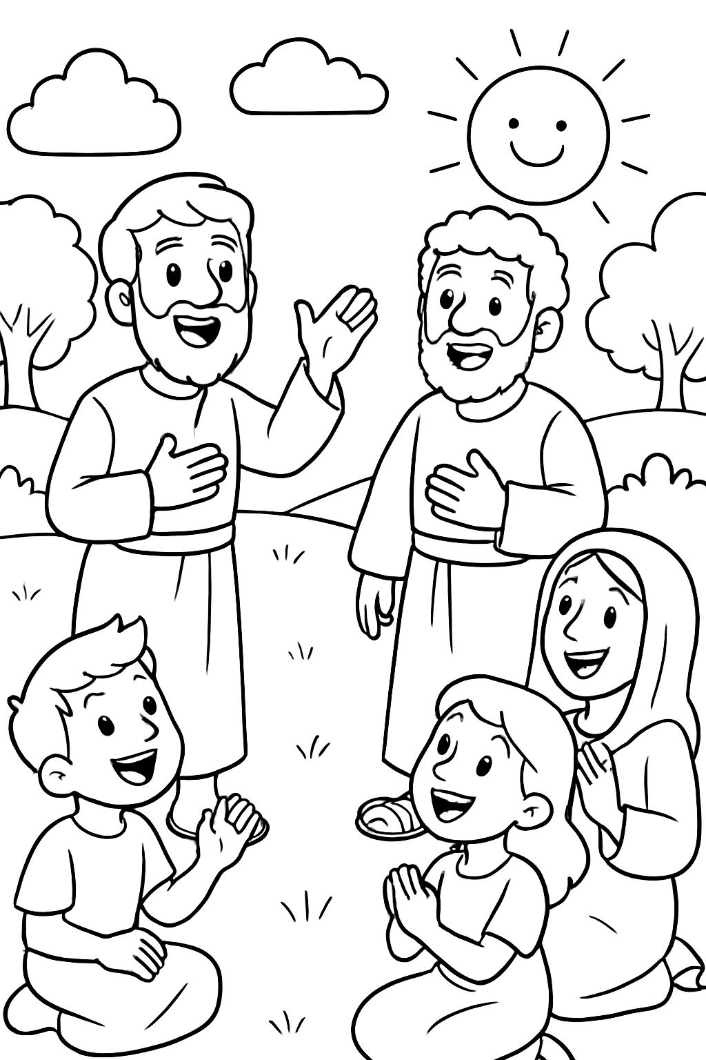 Paul and Silas teaching others about God