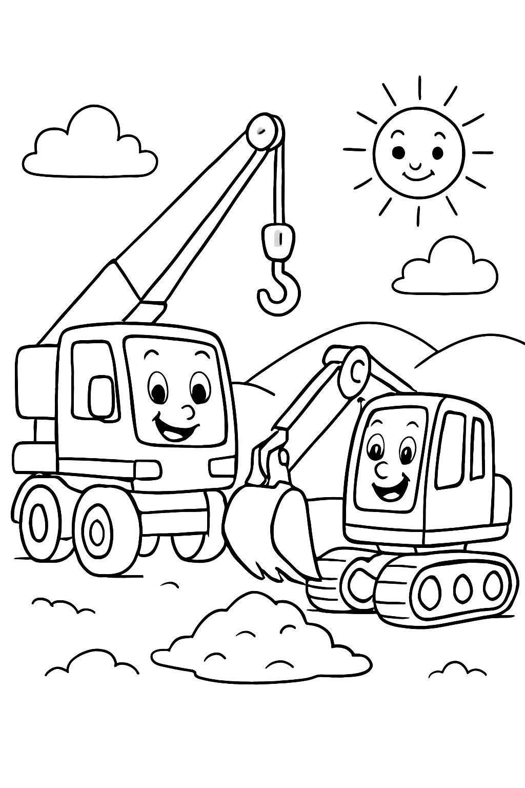 Truck crane and excavator