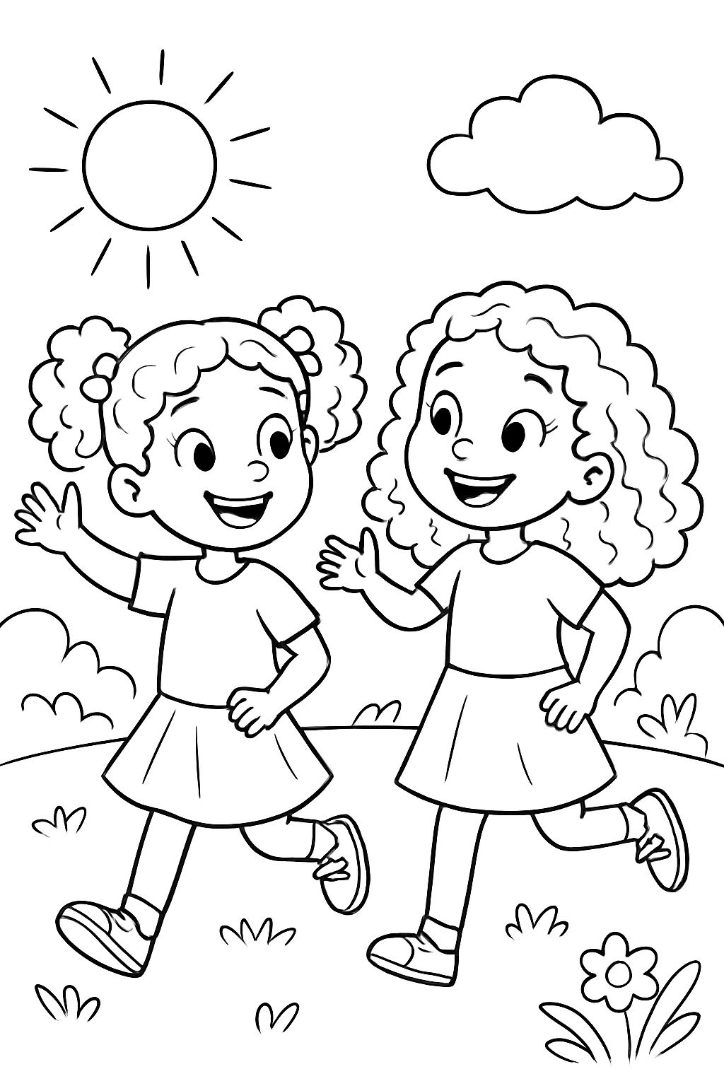 two girls with curls named Madeleine and Lavinia