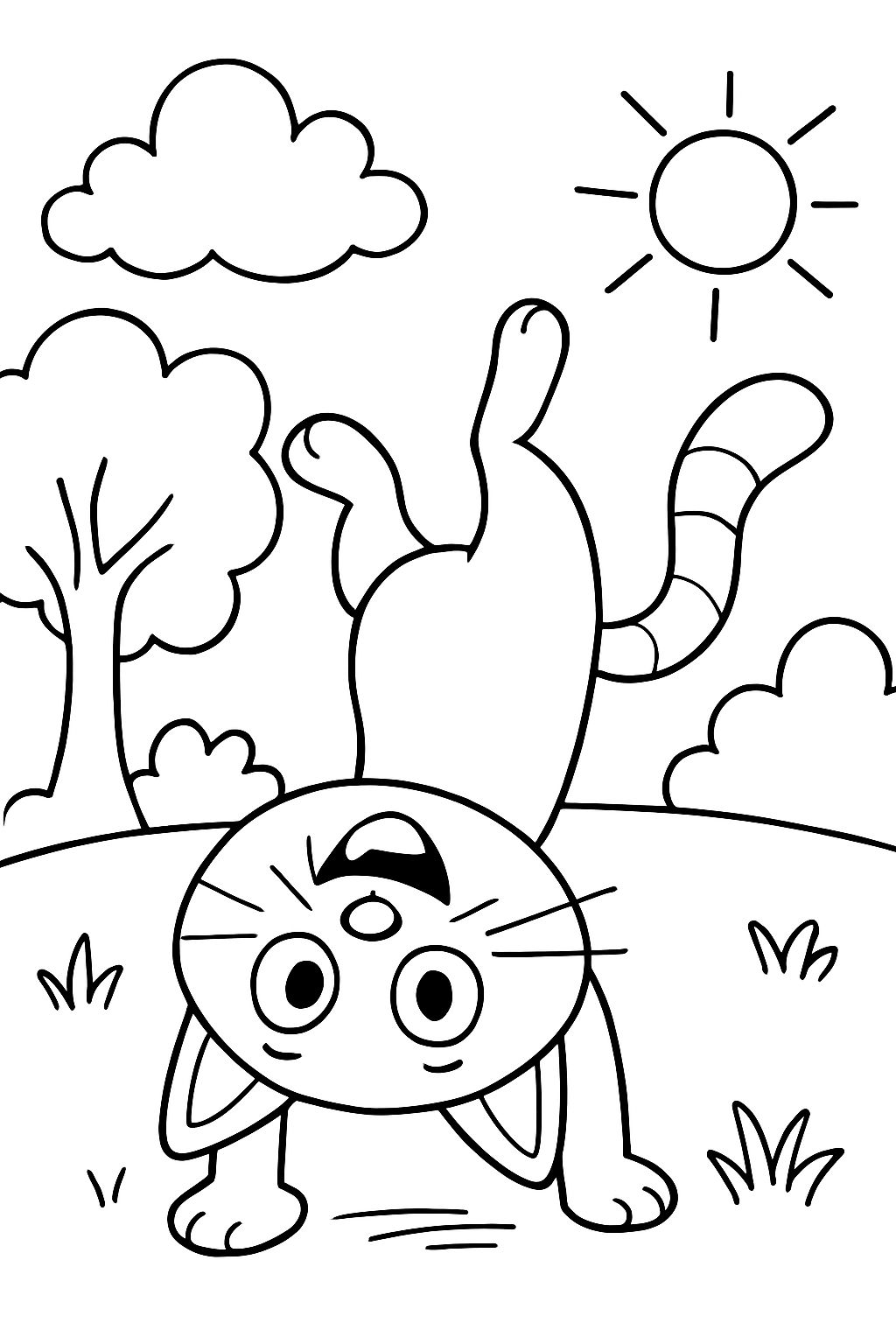 cat doing a headstand