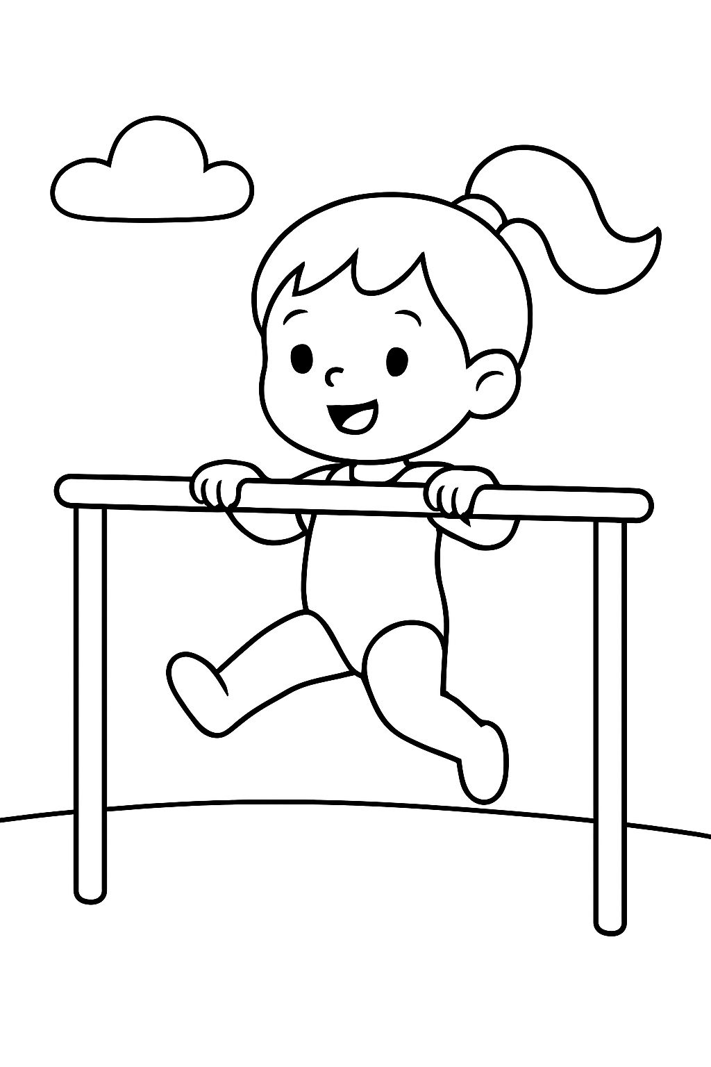 a three-year-old girl doing gymnastics