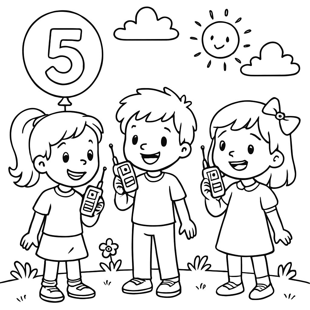 Geburtstag Walkie-Talkies zwei Mädchen ein Junge 5 Jahre Geburtstag Walkie-Talkies zwei Mädchen ein Junge 5 Jahre
