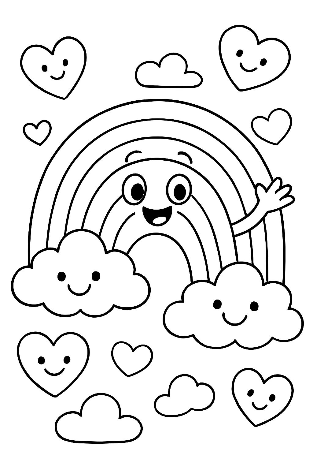 rainbow with hearts
