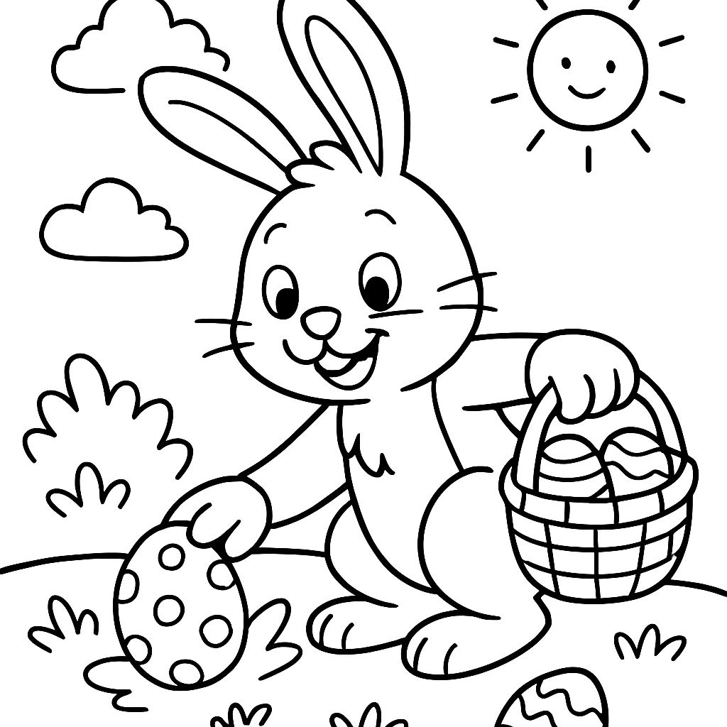 Un conejo escondiendo huevos Un conejo escondiendo huevos