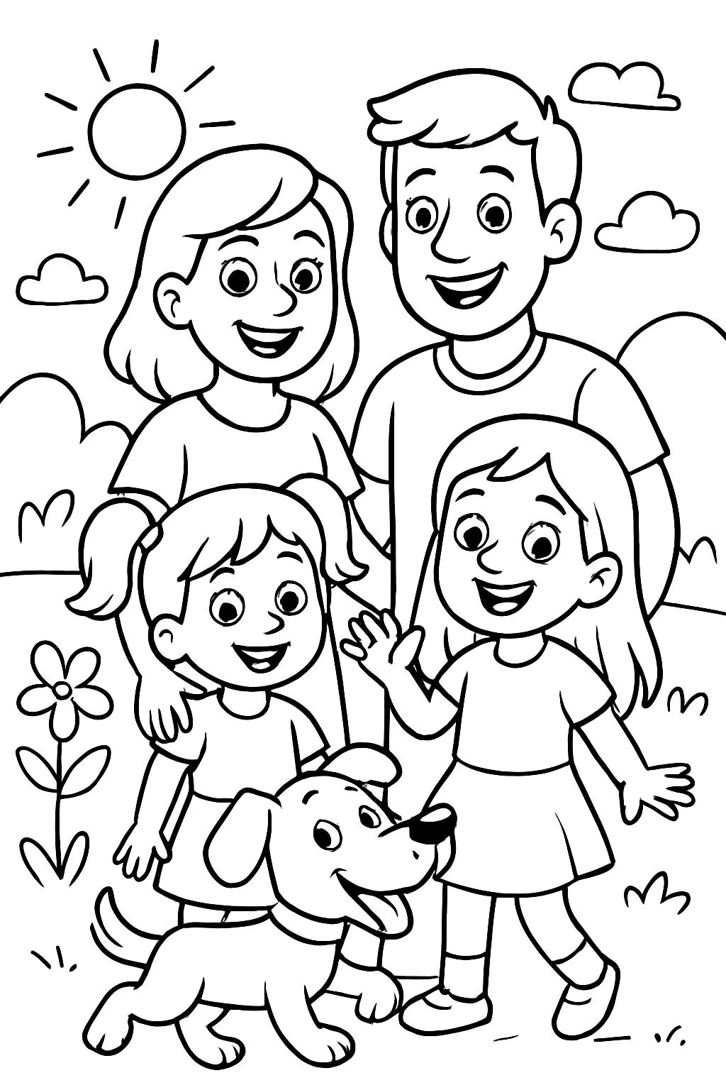 Mama papa 2 Mädchen hund