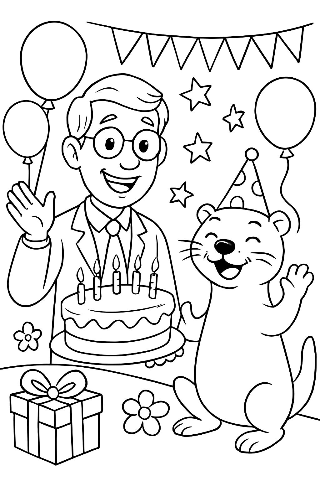 My teacher Mr. Theiß and otter celebrate birthday