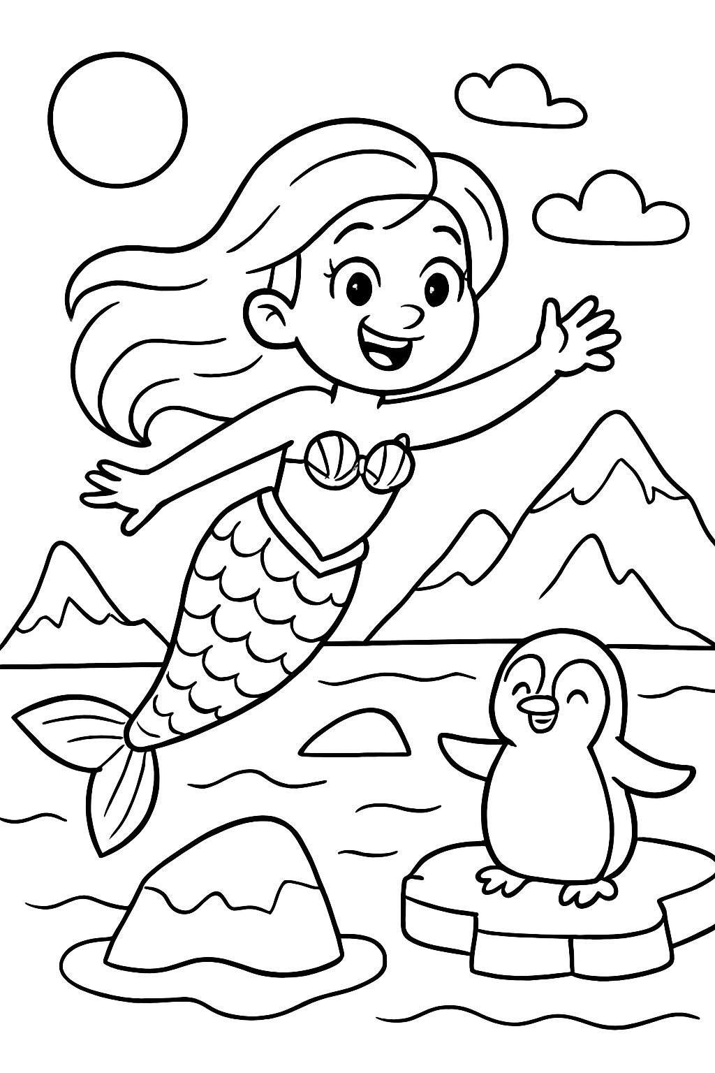 Mermaid flying over Antarctica Mermaid flying over Antarctica