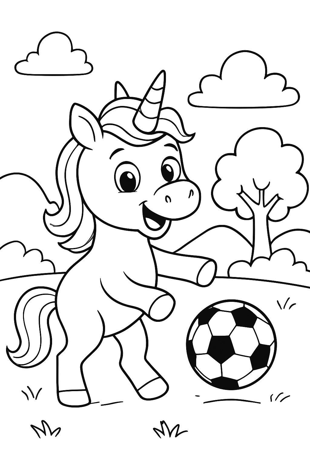 Ein Einhorn, das Fußball spielt