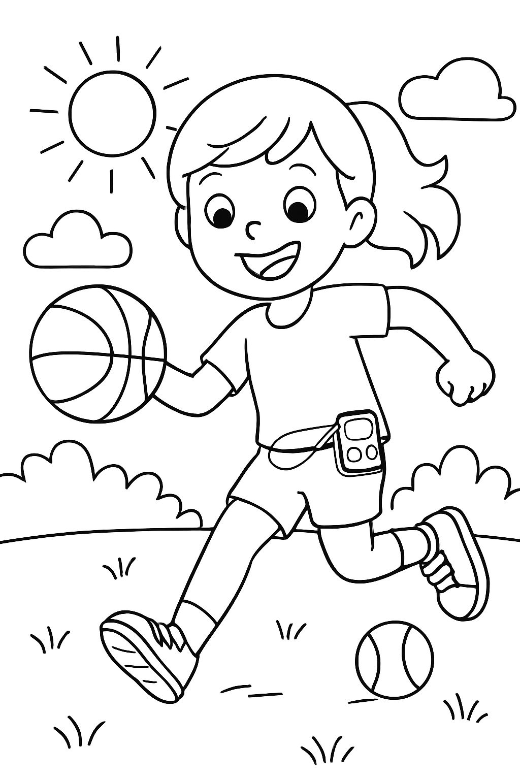 Une fille portant une pompe à insuline sans tube pendant qu'elle fait du sport.