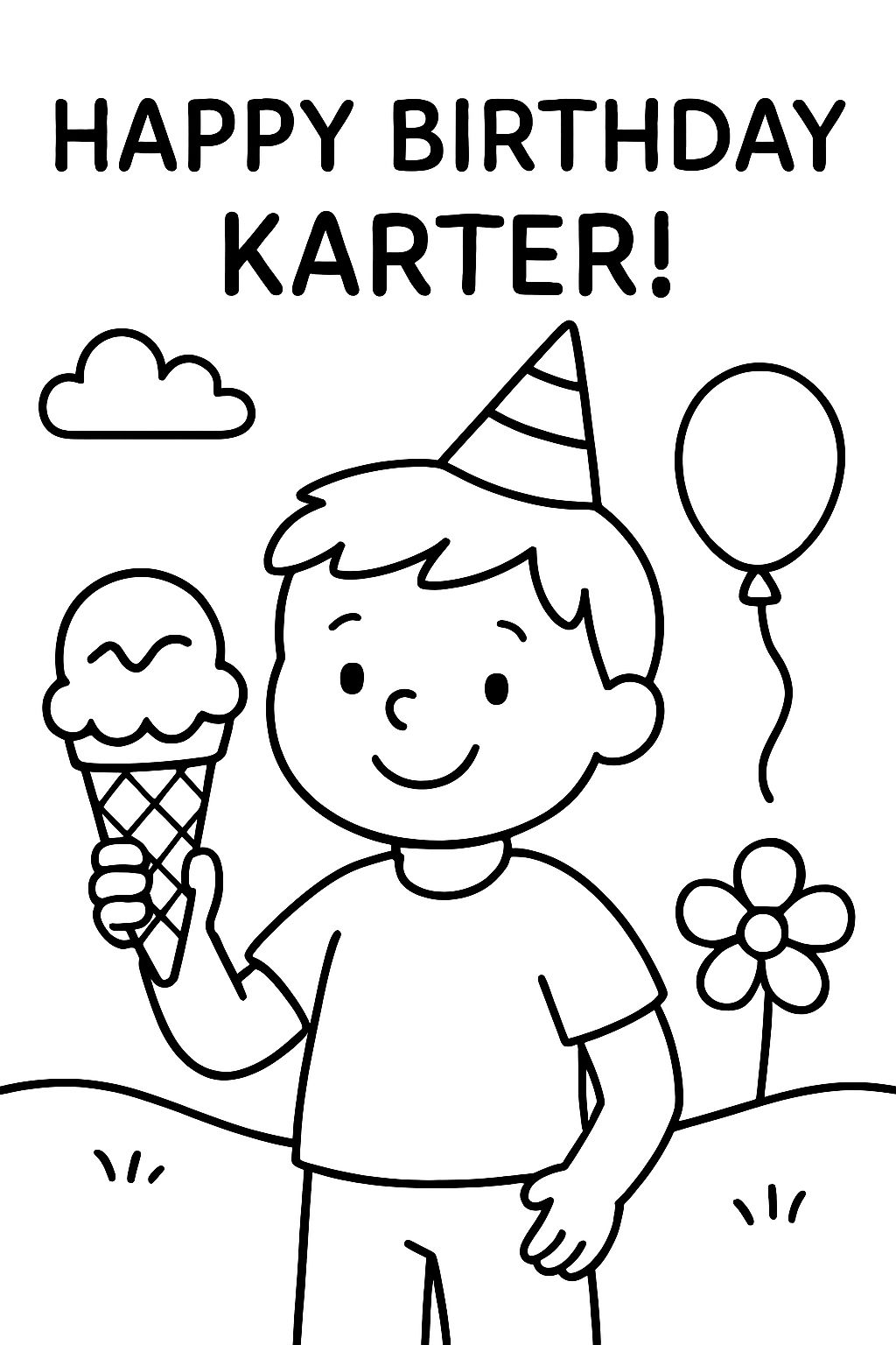 Happy Birthday Karter! And an ice cream cone