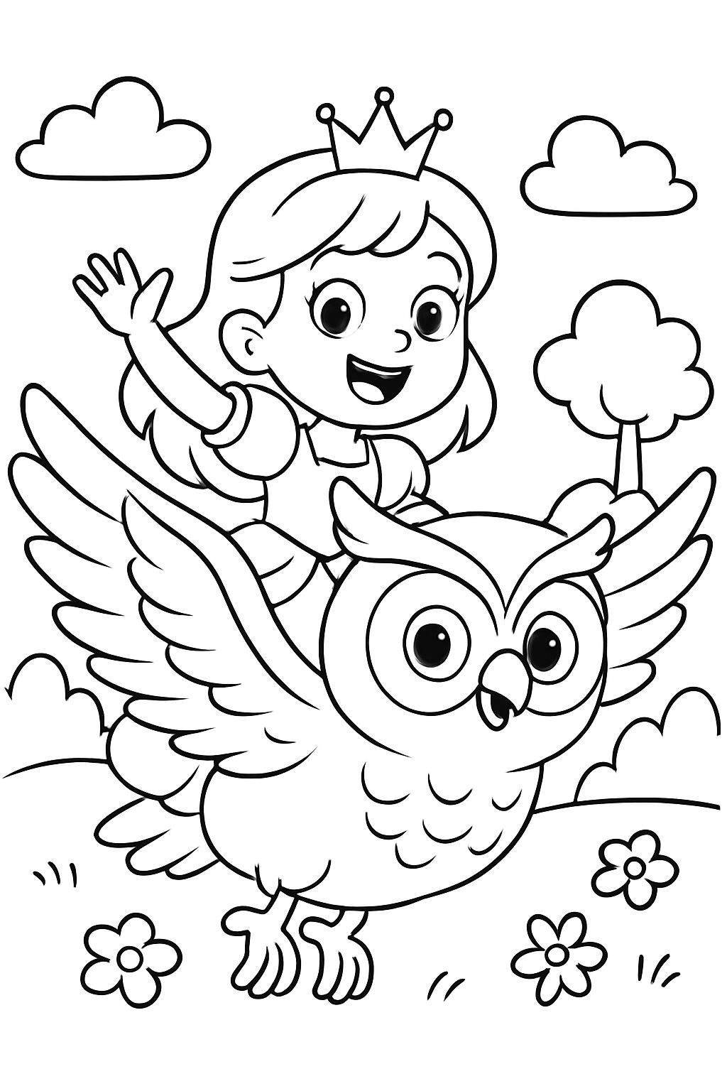 princess riding an owl
