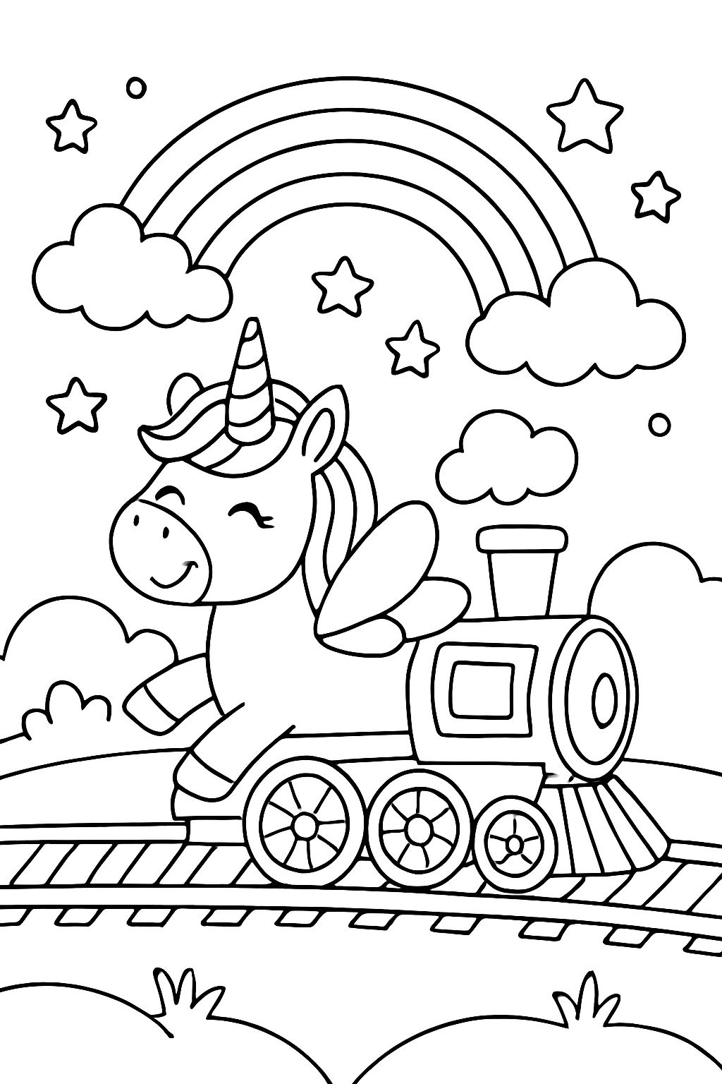 a rainbow unicorn fairy locomotive