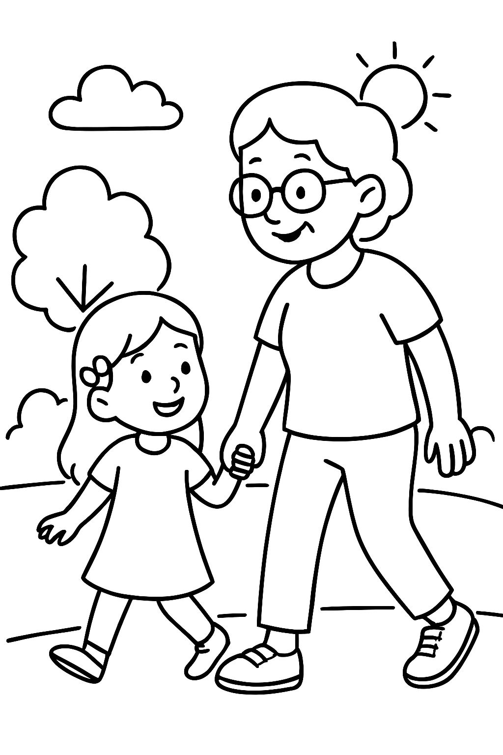 Una niña con su joven abuela en forma