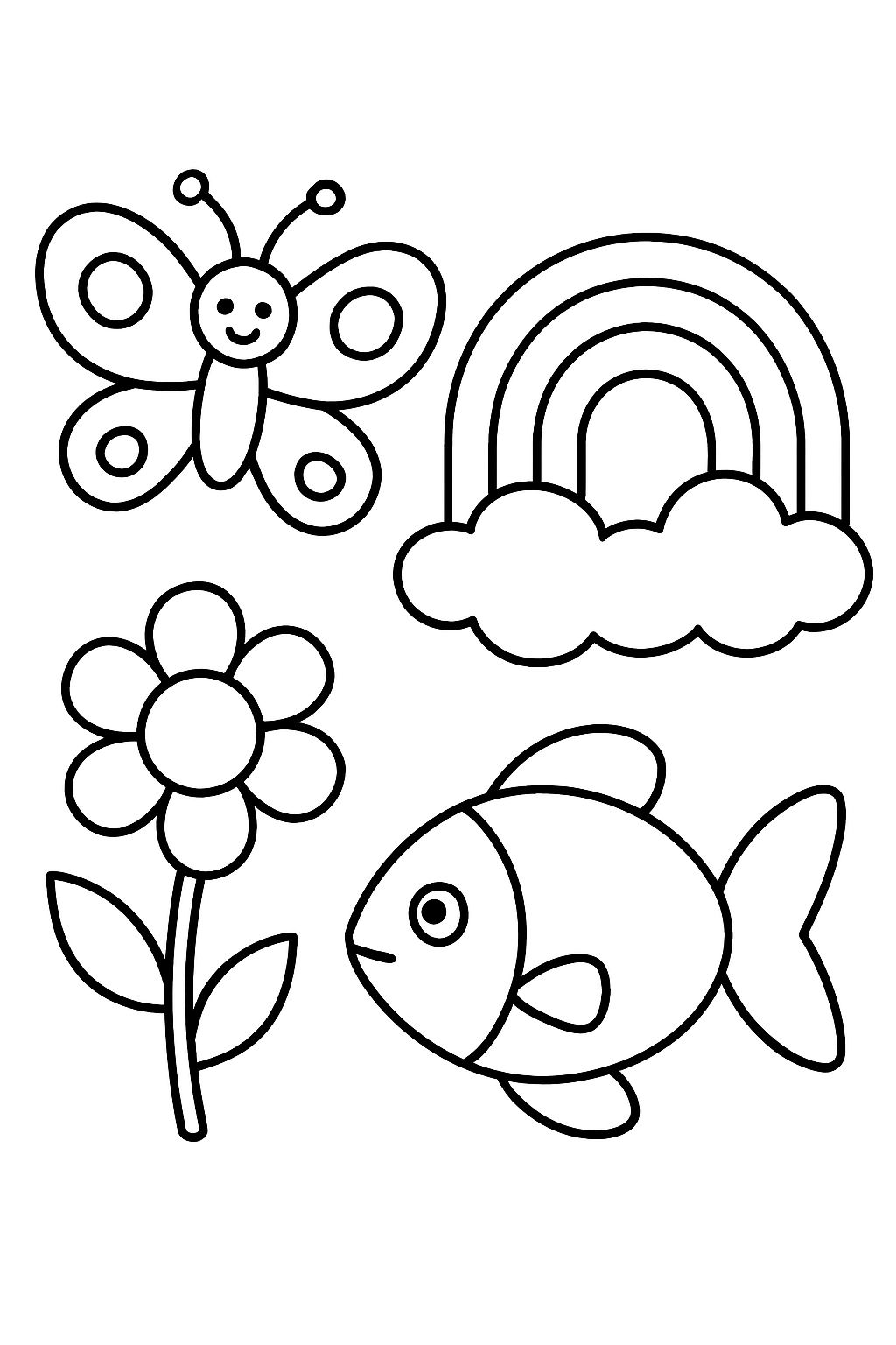 Butterfly rainbow flower fish