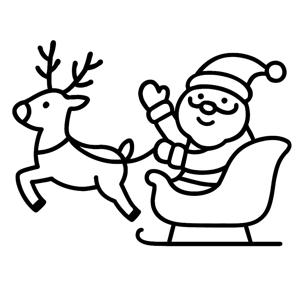 Le Père Noël vole dans le ciel nocturne dans son traîneau et ses rennes. Le Père Noël vole dans le ciel nocturne dans son traîneau et ses rennes.