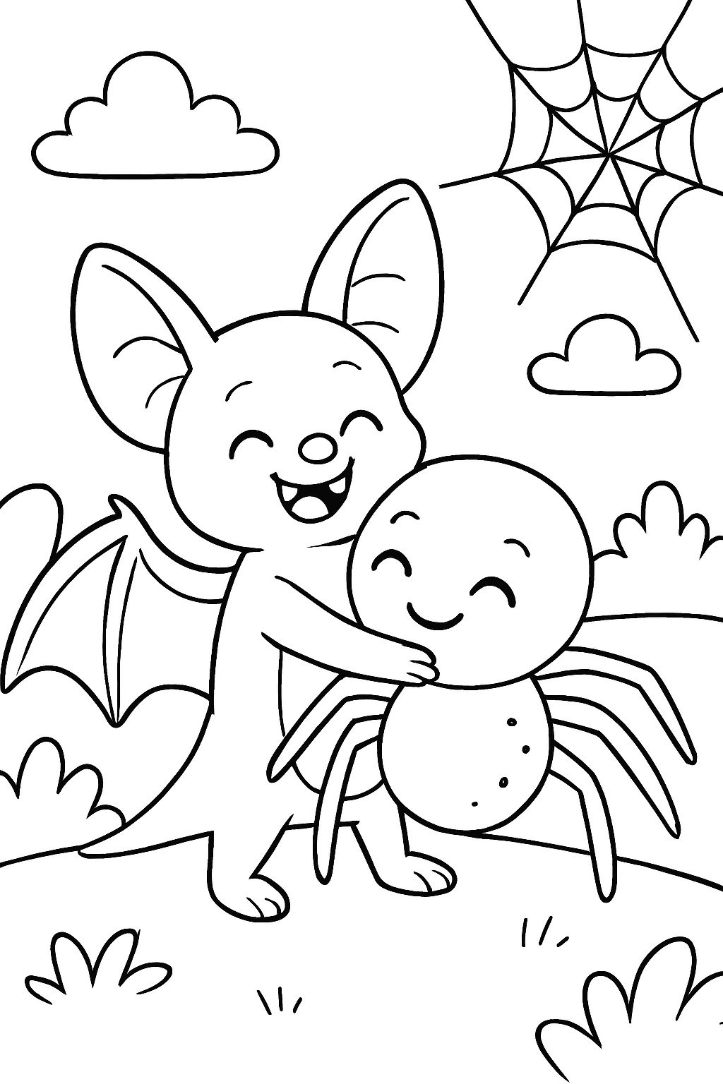 Bat and spider hugging