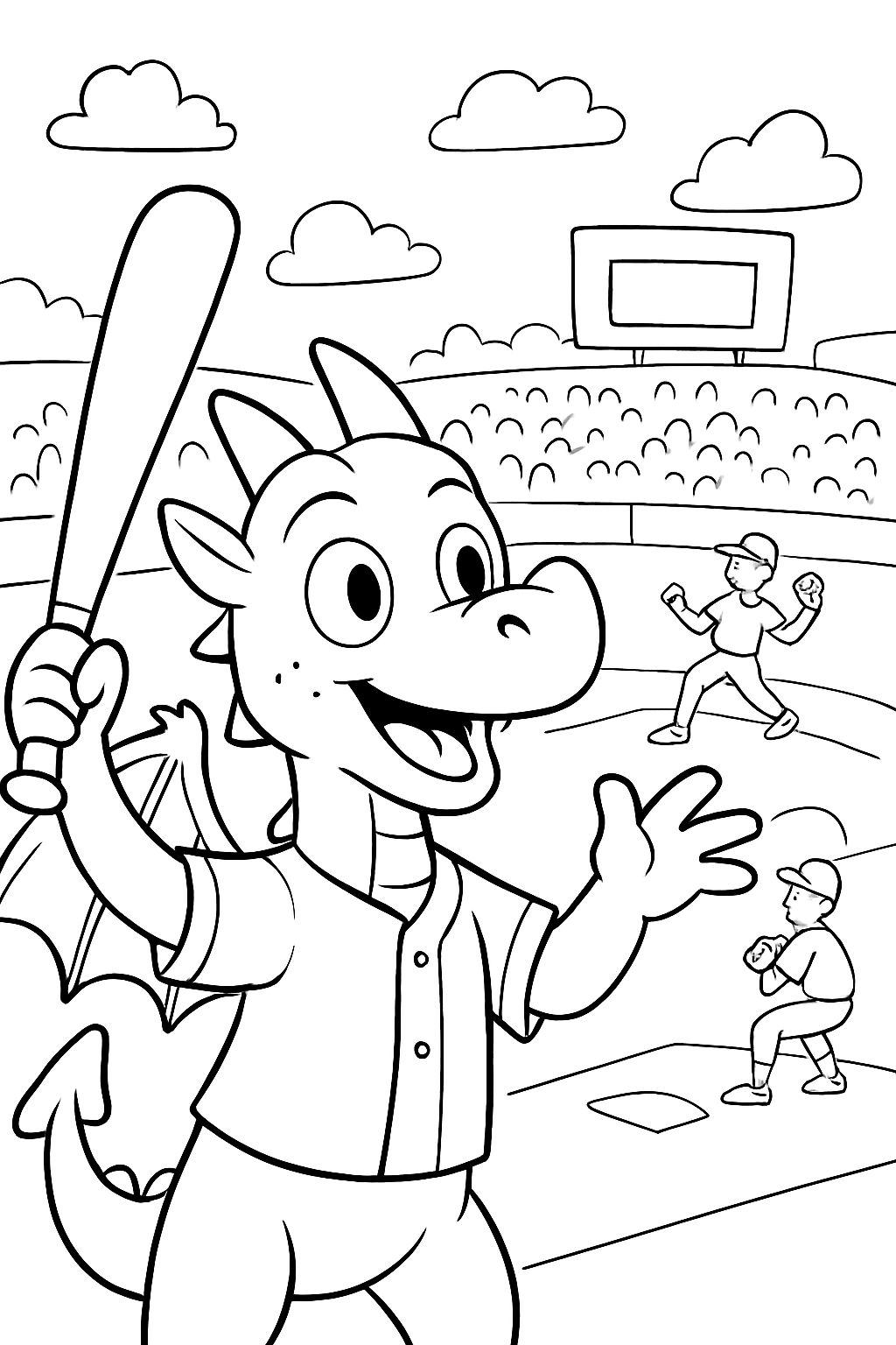 Dragon at a baseball game