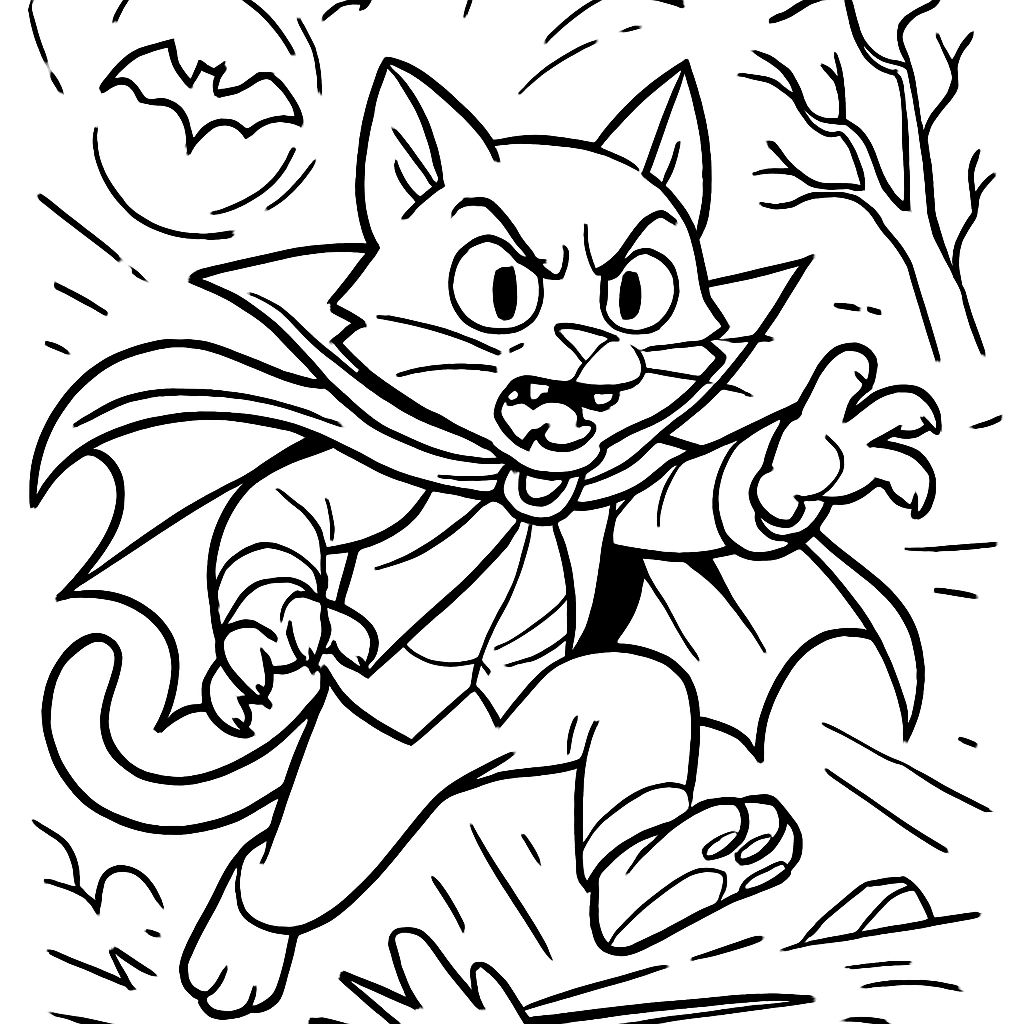 Um gato com uma fantasia assustadora. Um gato com uma fantasia assustadora.