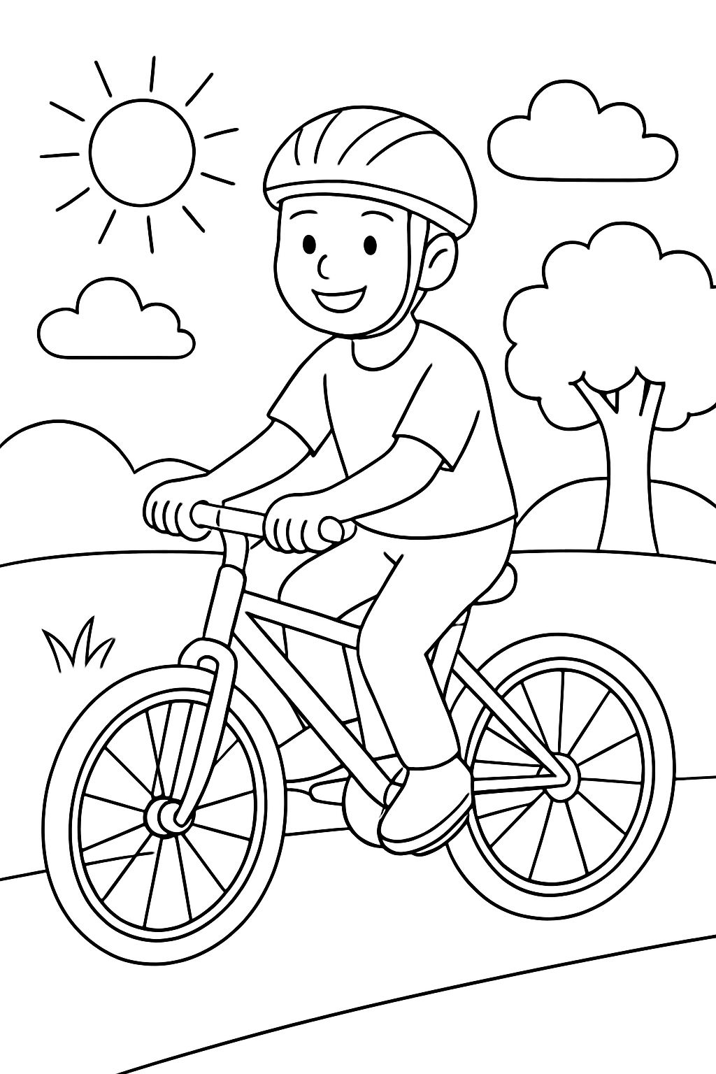 Dad is riding a bike