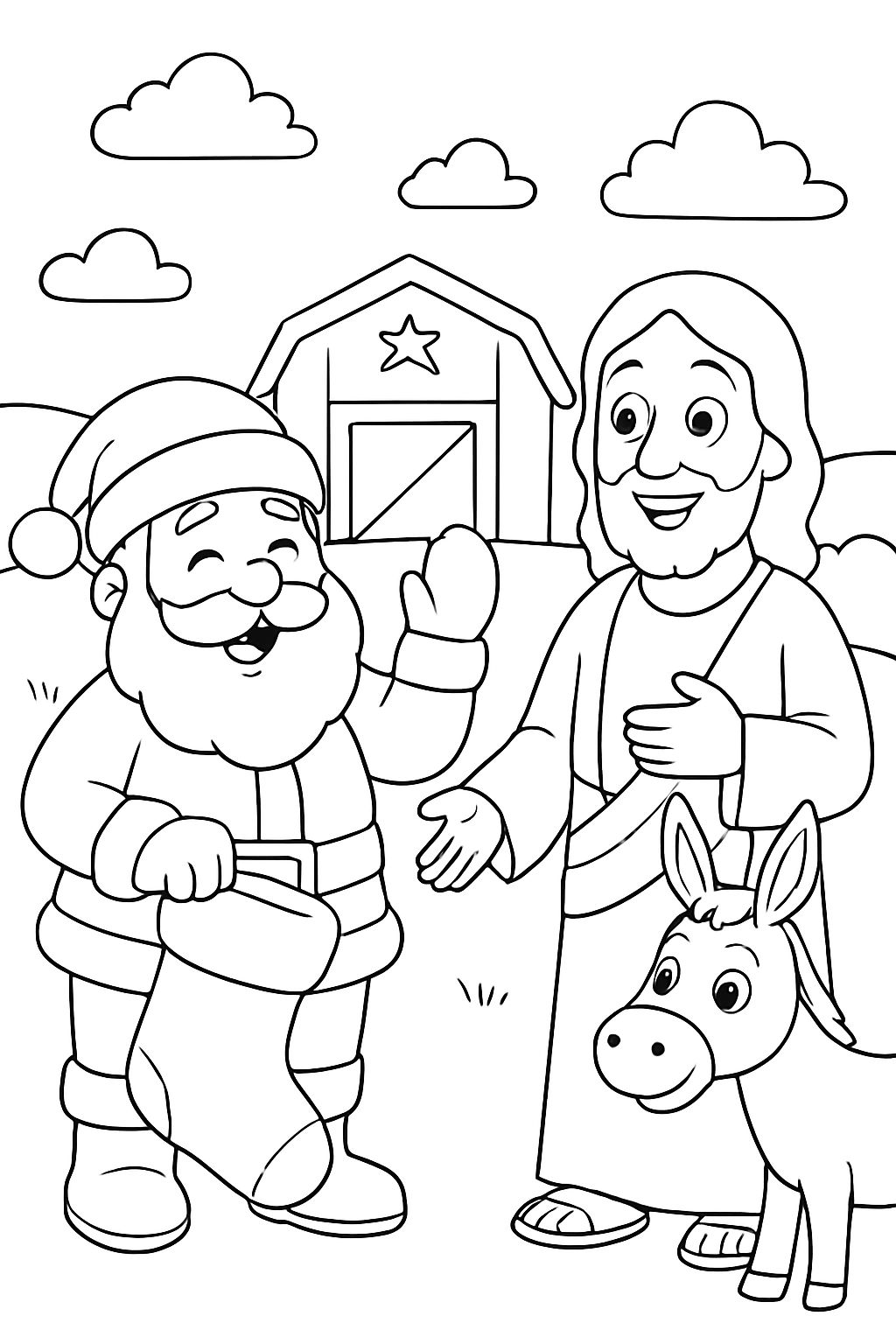 calcetín navideño Jesús establo burro