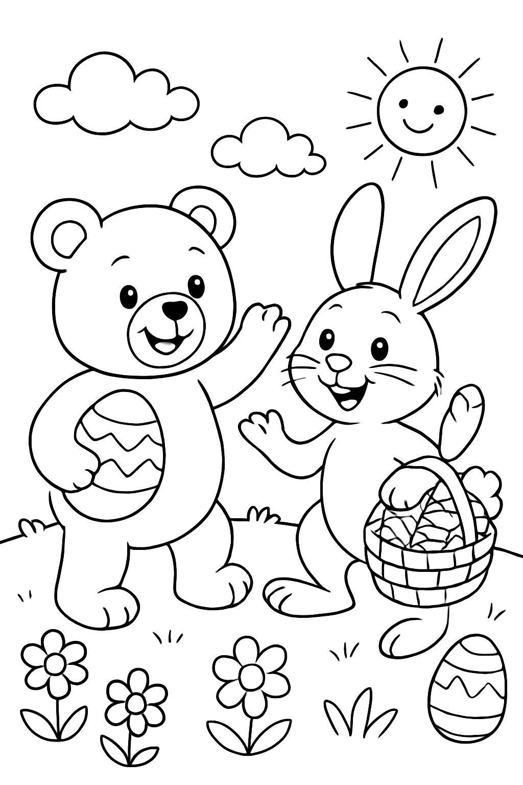 teddy bear and easter bunny