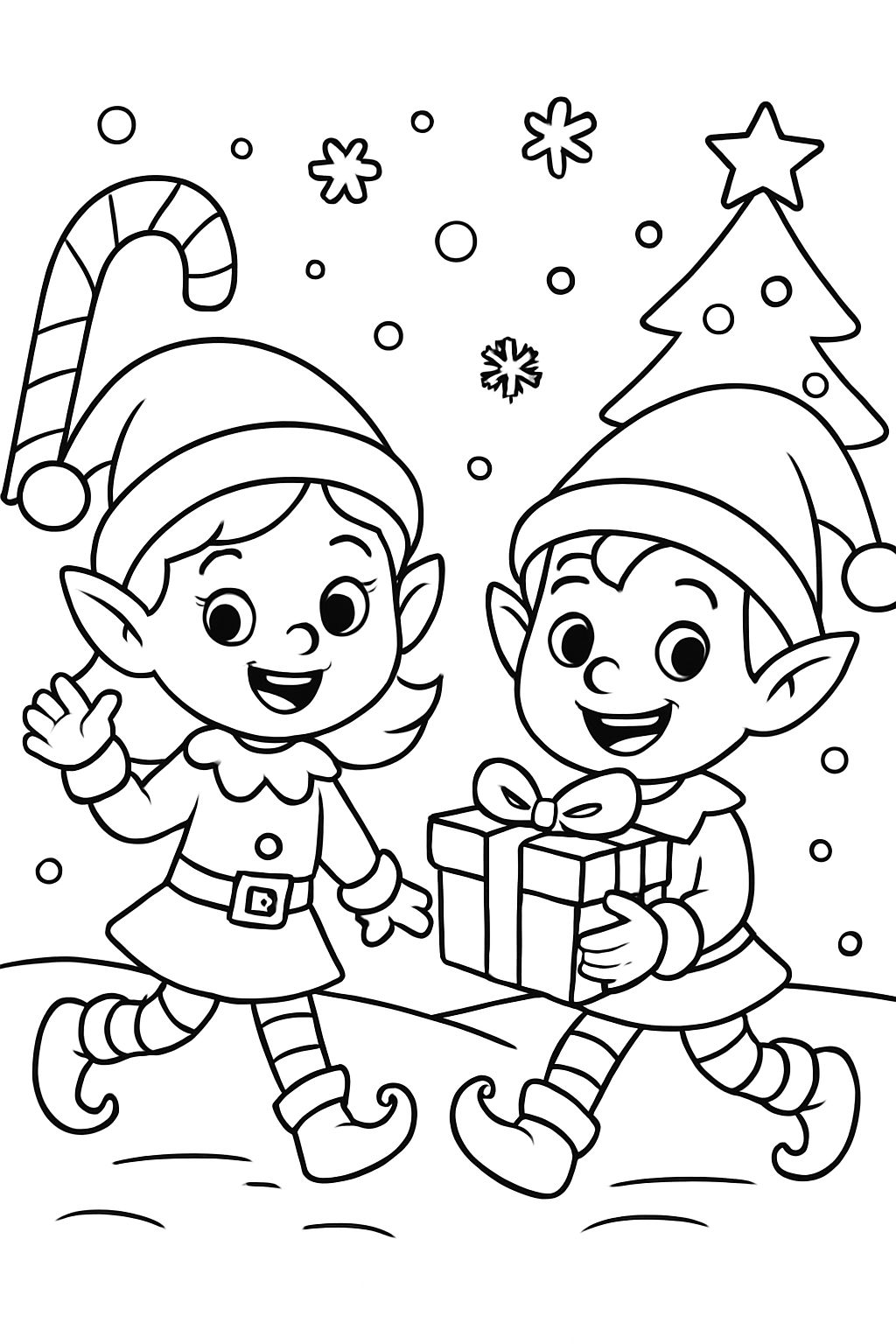 A coloring page of my child a 2 christmas elves A coloring page of my child a 2 christmas elves