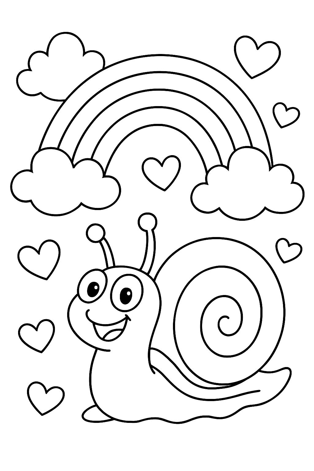 Snail with rainbow and hearts