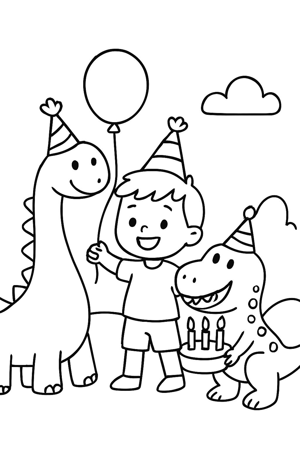 Happy birthday dinosaurs with little boy