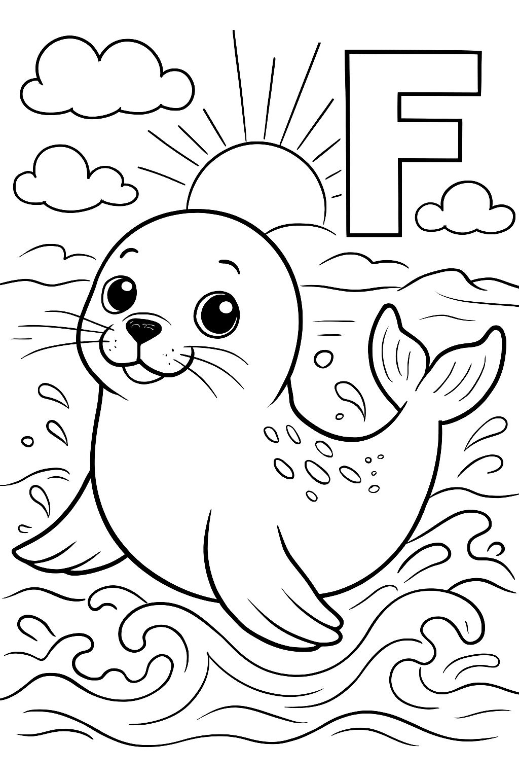 A cute seal with an F