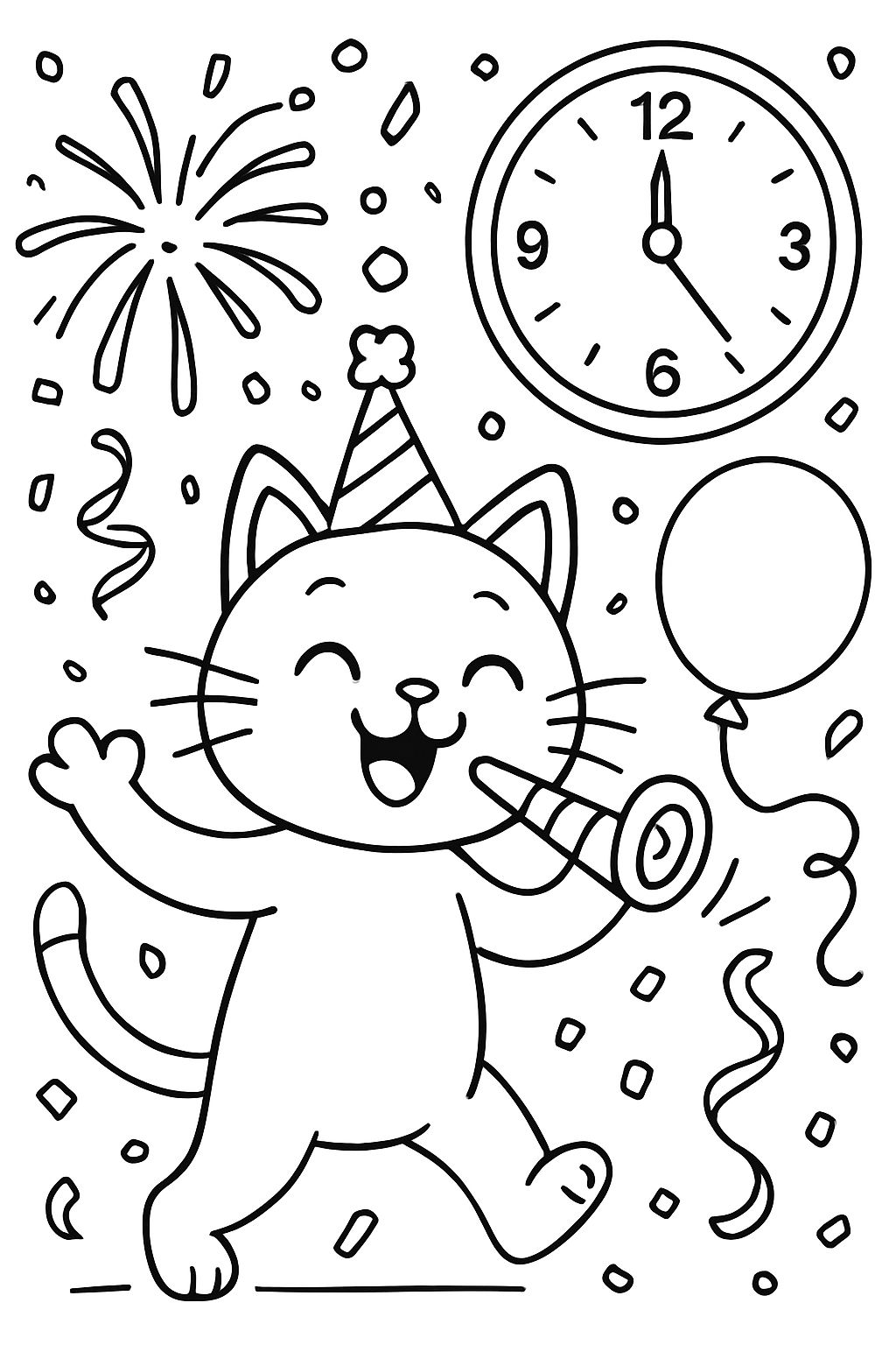 a cat celebrating new years