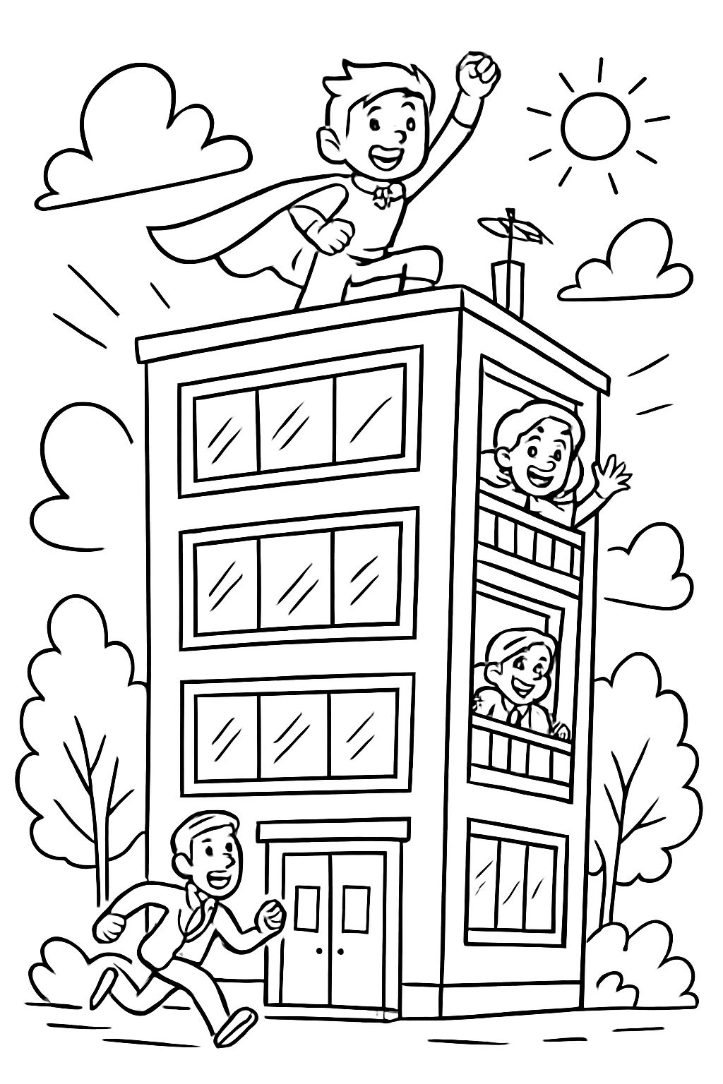 a skyscraper with four stories and a rooftop