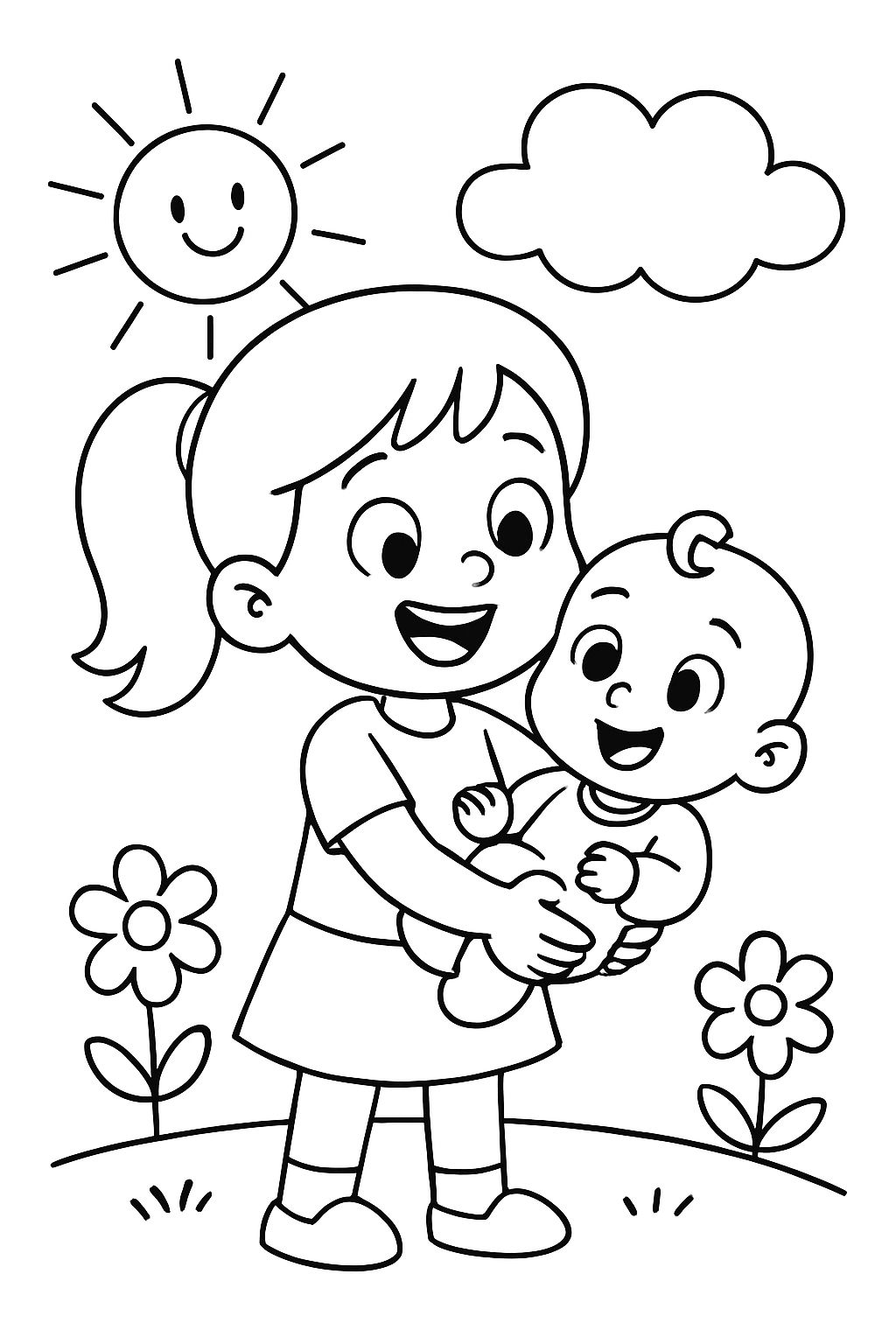 a big sister of 5 years with a cute baby a big sister of 5 years with a cute baby