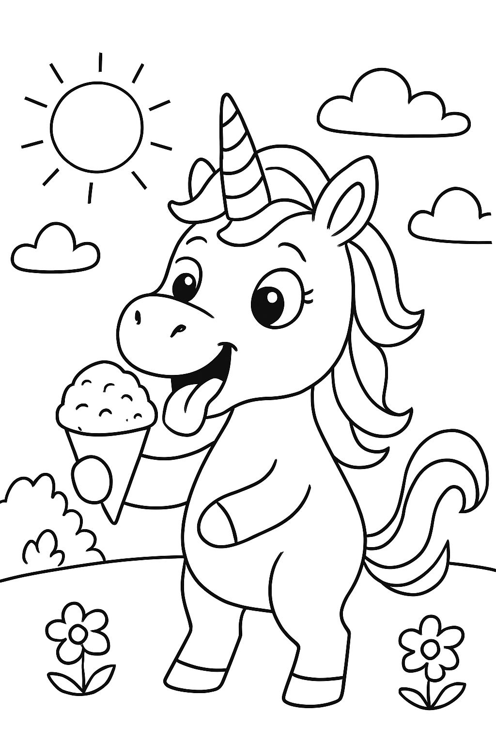 A unicorn eating a snowcone