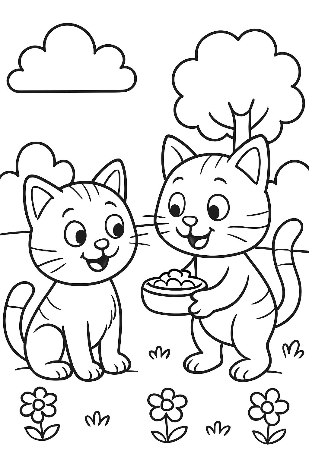 a cat feeding another cat