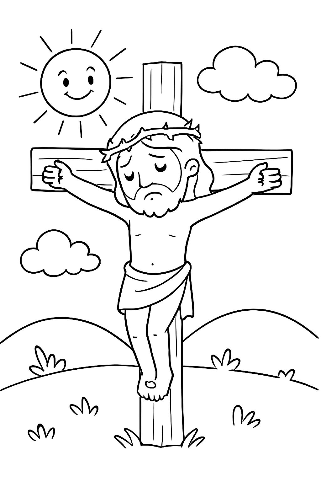 Jesus sad on the cross