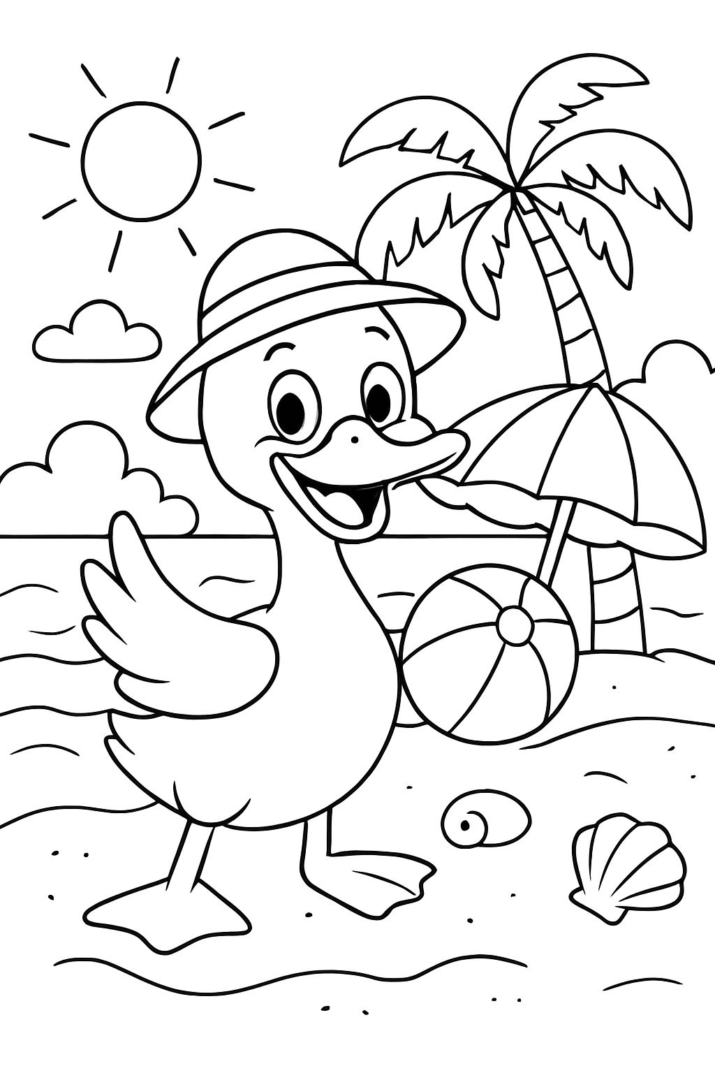 un canard sur la plage