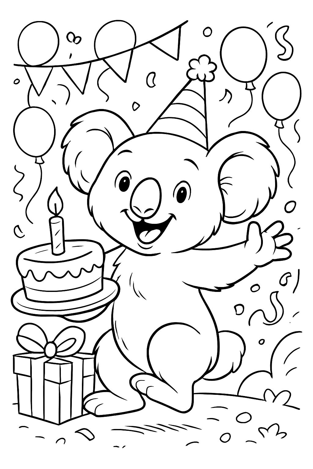 a koala having a birthday